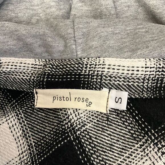 Pistol Rose Women's Small Oversized Black White Checkered Button Down Shirt Top - Picture 12 of 15